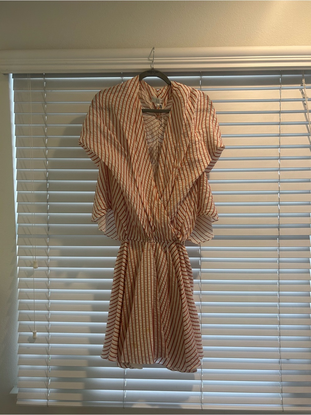 Caroline Constas Striped Silk Blend Mini Dress Cape Sleeve Resort Dress Medium - Picture 3 of 7